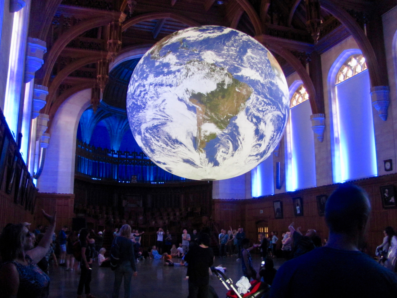 The Gaia Globe in the Great Hall in the Wills Building, Bristol University.